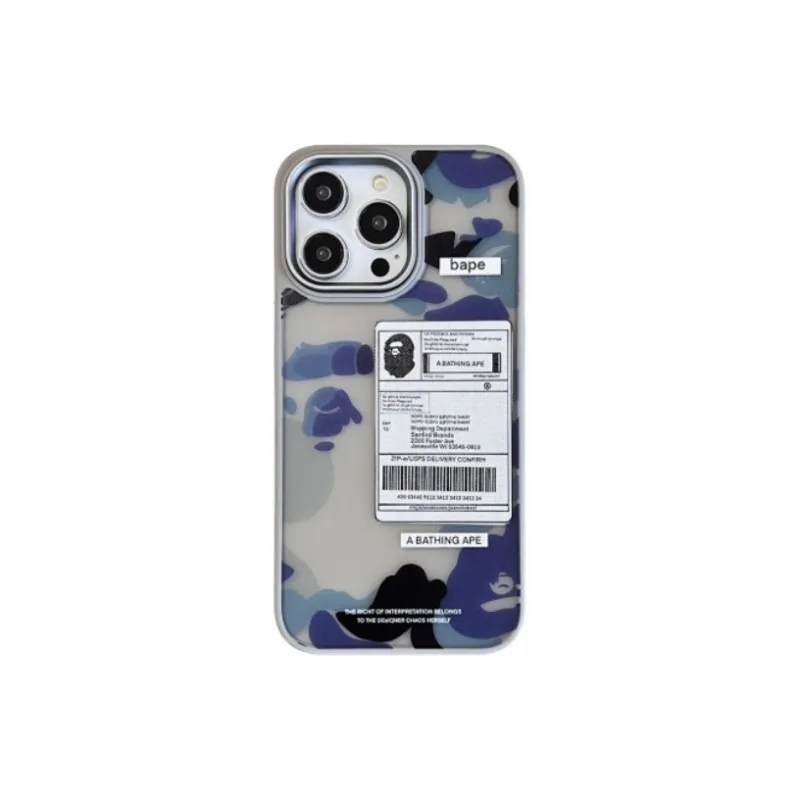 Koman ABS+PC Material Skin Tone Matte BAPE Label Phone Cases Suitable For Apple IPhone 12/13/14/15/Pro/Ma-0
