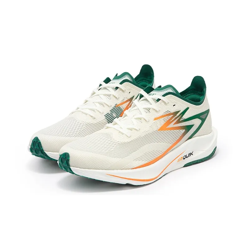 361° Speed Team Cushioned Slip Resistant Abrasion Resistant Breathable Low Top Sprint Running Shoes Unisex White Green-2