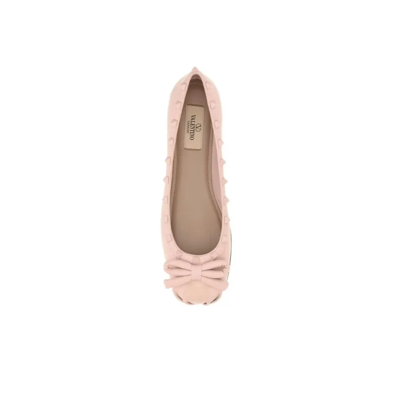 Valentino Garavani Rockstud Bow Detailed Ballerina Shoes Women's-3