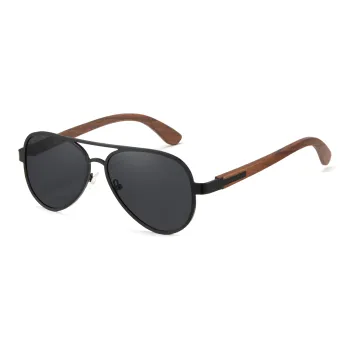 CYXUS Metal Wooden Aviator Sunglasses Women's