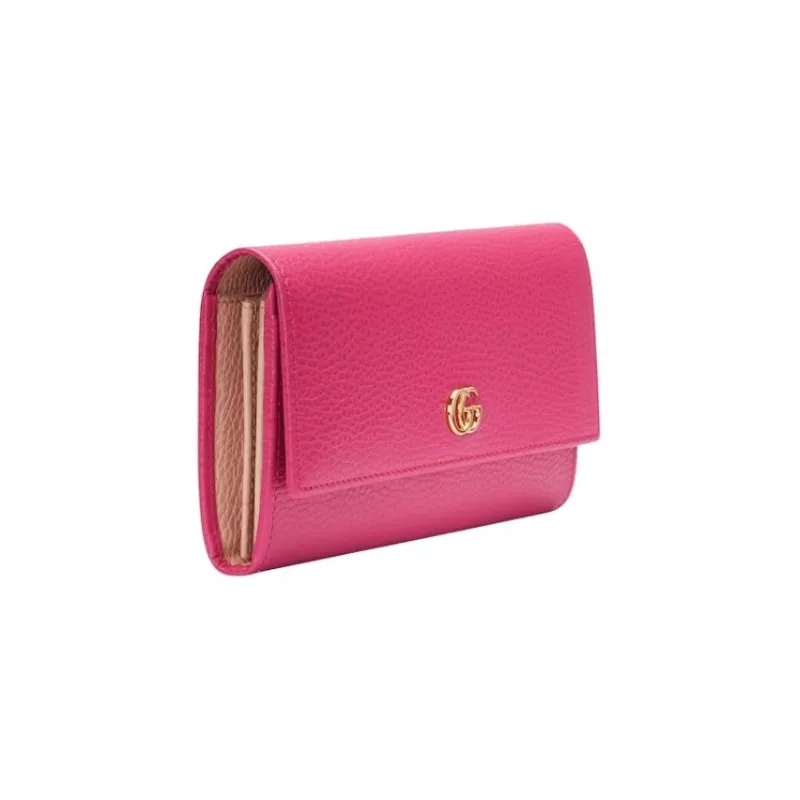 GUCCI GG Marmont Leather Wallet Women's Fuchsia-1