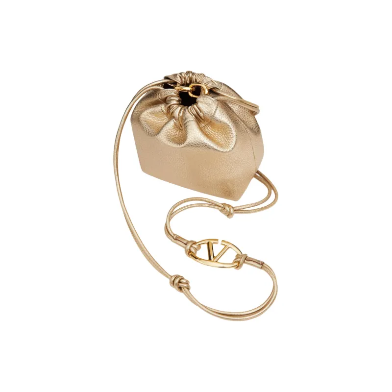 Valentino GARAVANIVlogo Calfskin Bucket Bag, Shoulder Bag, Crossbody Bag Mini Women's Gold-4