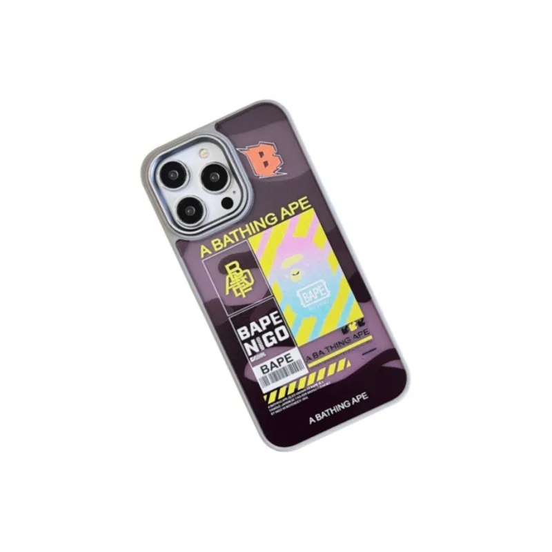 Koman ABS+PC Material Skin Tone Matte BAPE Label Phone Cases Suitable For Apple IPhone 12/13/14/15/Pro/Ma-5