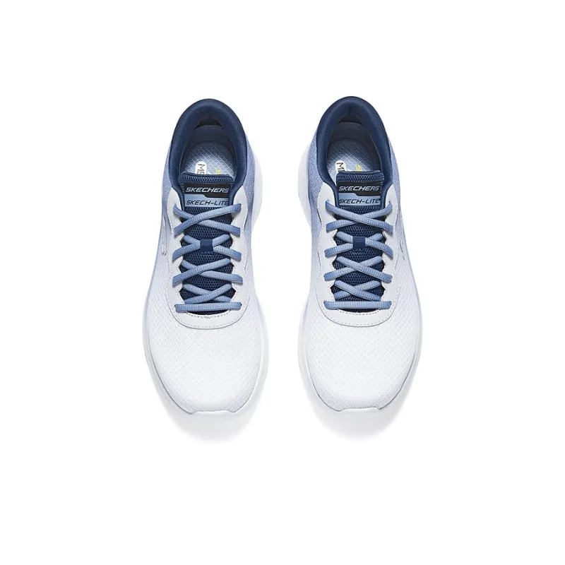 Skechers Cushioning Anti Slip Wear Resistant Breathability Low Top Casual Running Shoes Men's White Blue-2