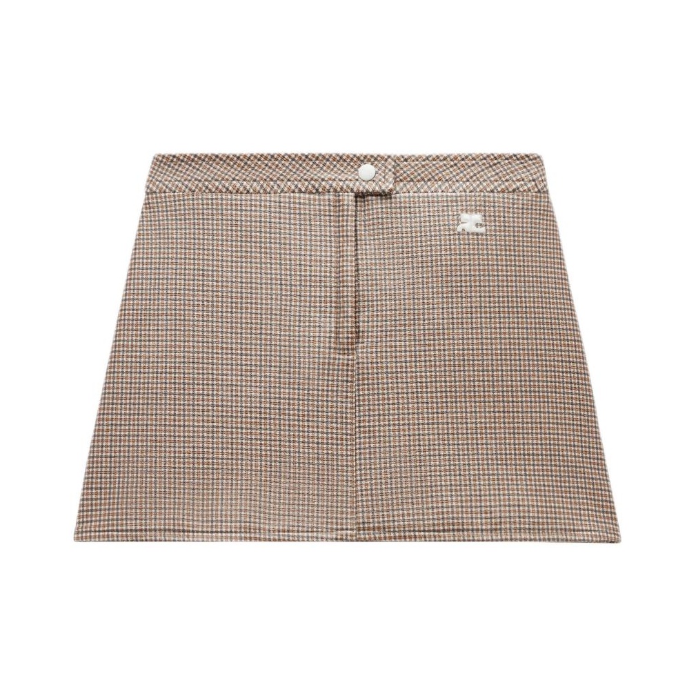 bebcdrshop trends mini brown plaid skirt POIZON