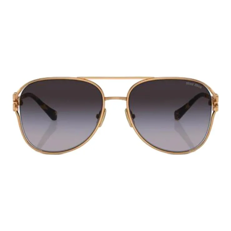 MIU MIU Metal Aviator Sunglasses Men's Gold-1