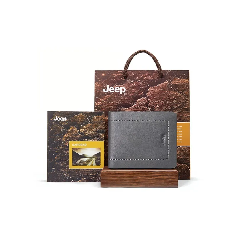 Jeep Cow Leather Money Clip Card Holder Regular Men's Gray-0