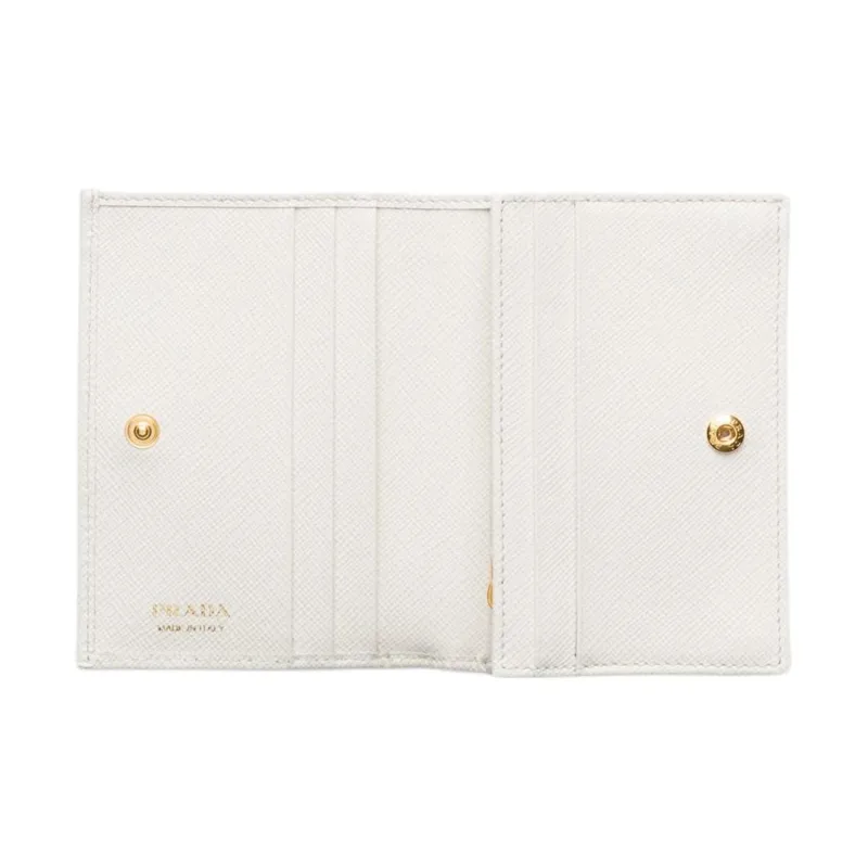 PRADA Leather Wallet Small Size Women's White-3