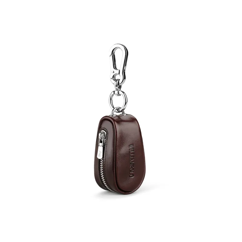 WilliamPOLO Top Grain Cow Leather Small Size Keychain Key Pouch Mini Men's Multicolor-8