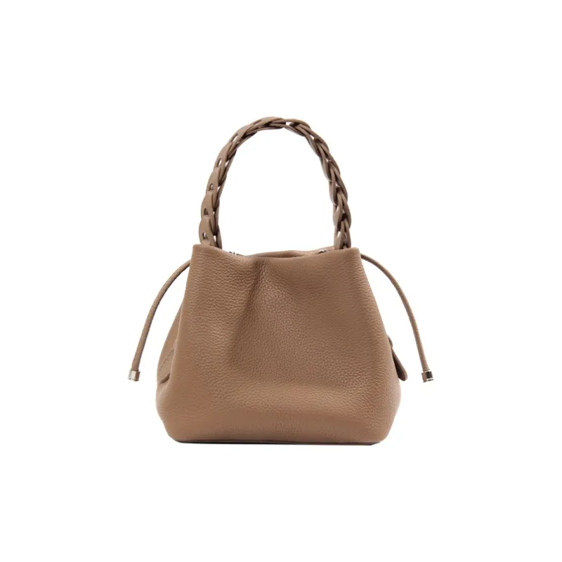 YOCAMU Top Grain Cow Leather Bucket Bag, Shoulder Bag, Crossbody Bag, Handbag Women's Multicolor-7