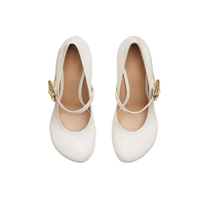 Bottega Veneta Atomic Chunky Heel Mary Jane Shoes Women's White-2