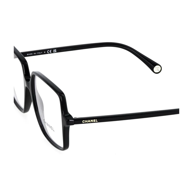 CHANEL Plate Frame Square Eyeglass Frames Unisex Black-4