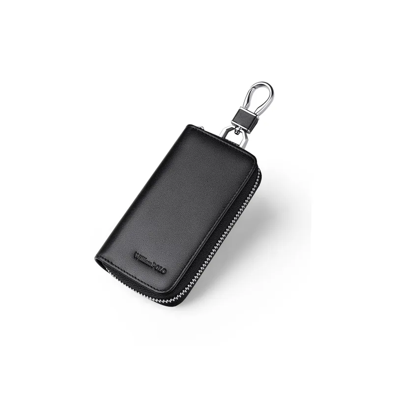 WilliamPOLO Top Grain Cow Leather Keychain Zip Closure Car Key Pouch Coin Purse Regular Men's Multicolor-1