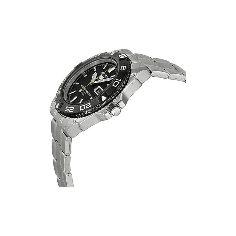 SEIKO Precision Crafted 5 Sports Collection Automatic Mechanical Movement Stainless Steel Strap Watch Unisex Black Dial-1