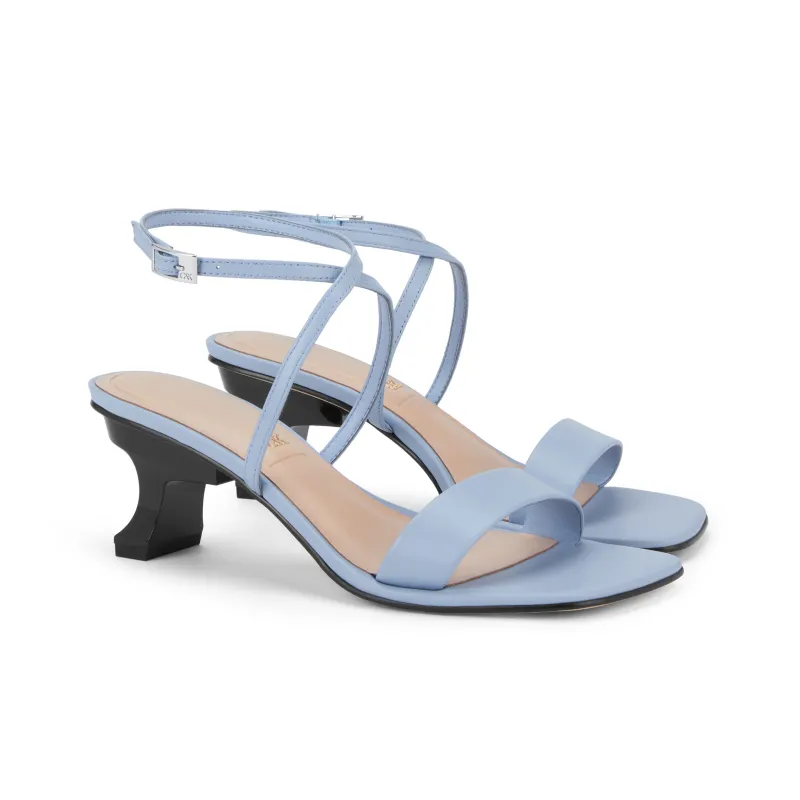 CHARLES&KEITH Small CK Strap Sandals 6.1cm Women's Black/Light Blue/Light Blue-4