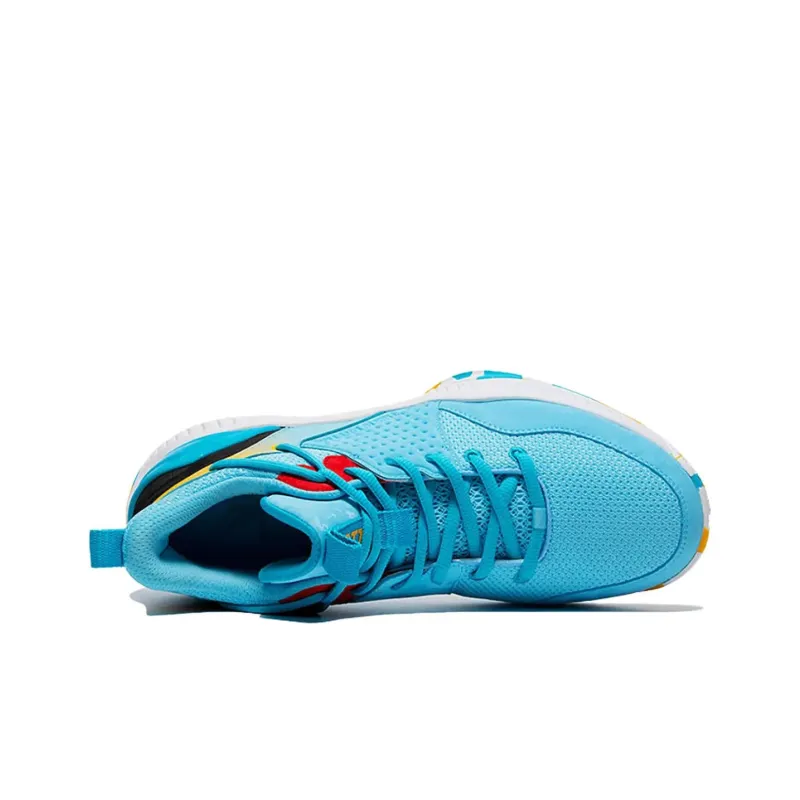 QIAODAN Cushioned Wear Resistant Slip Resistant Lightweight Low Top Basketball Shoes Men's Sky Blue-2