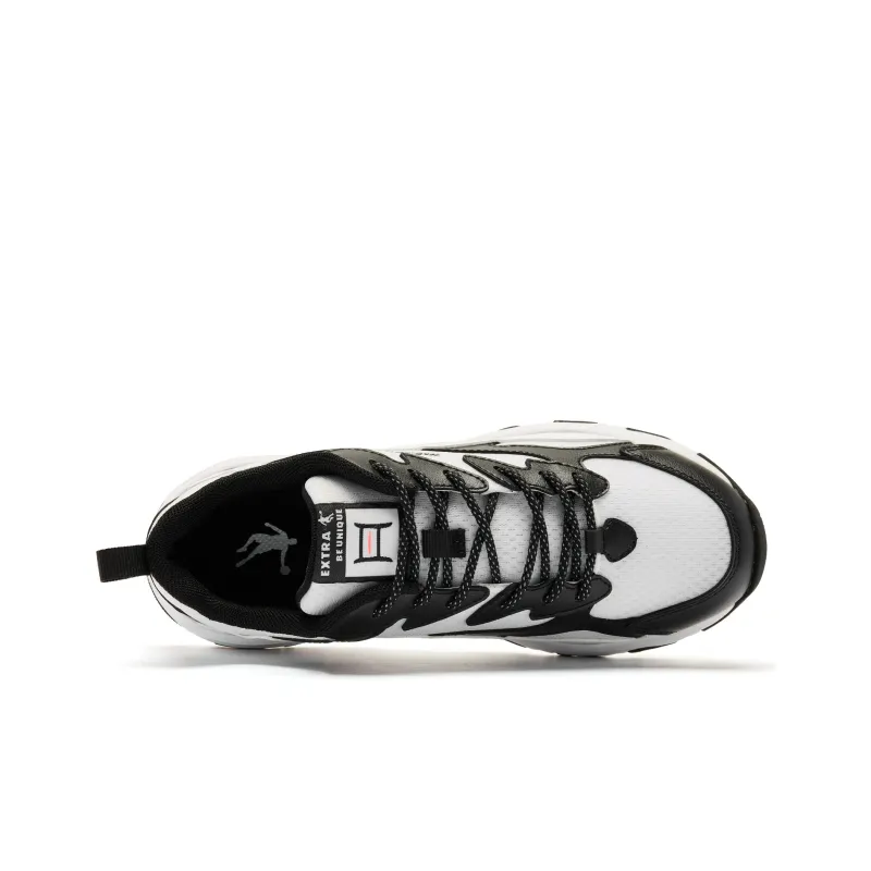 QIAODAN Breathable Lightweight Rebound Low Top Casual Shoes Women's Black White-3