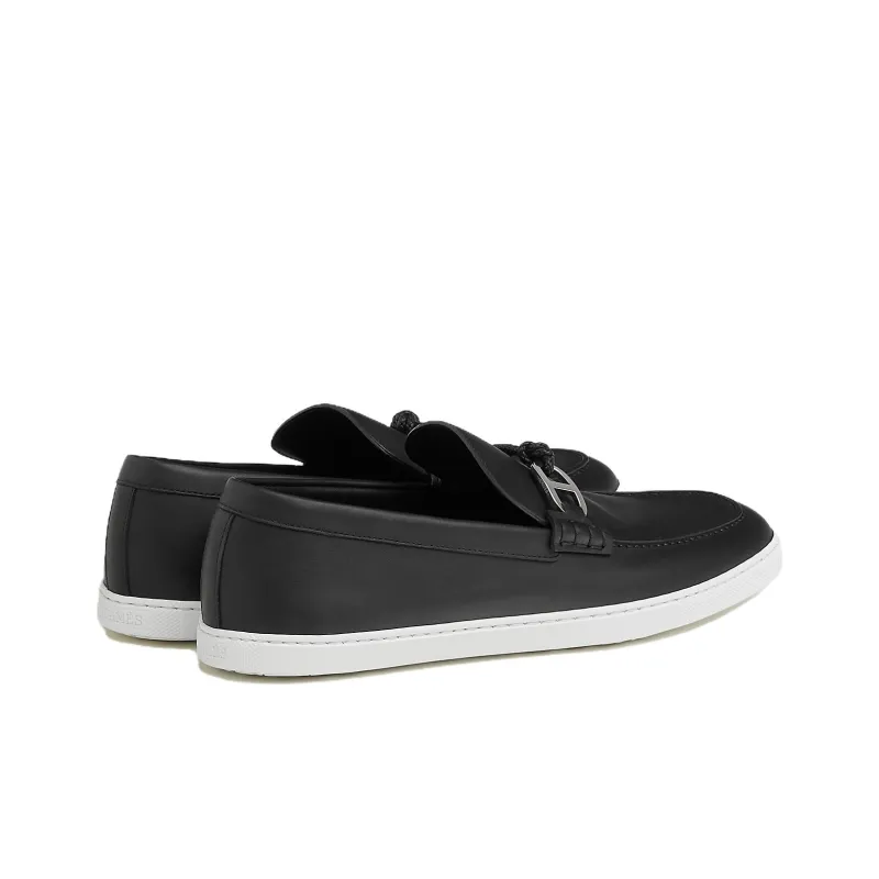 HERMES Chaine D'Ancre Loafers Men's Black-3