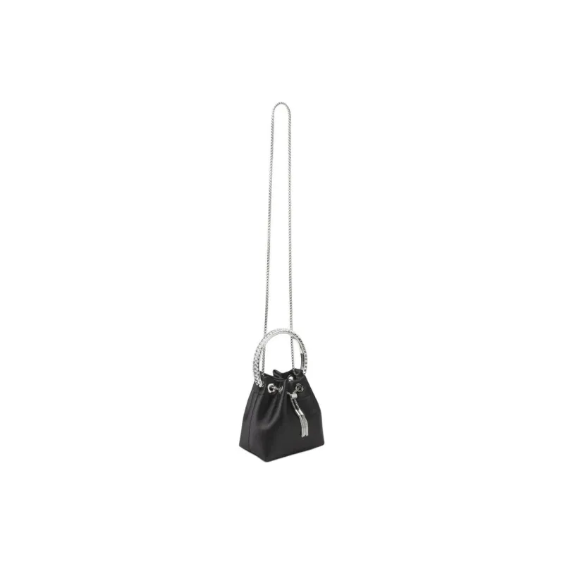 Jimmy Choo Satin One Shoulder Handbag Women's Black-1