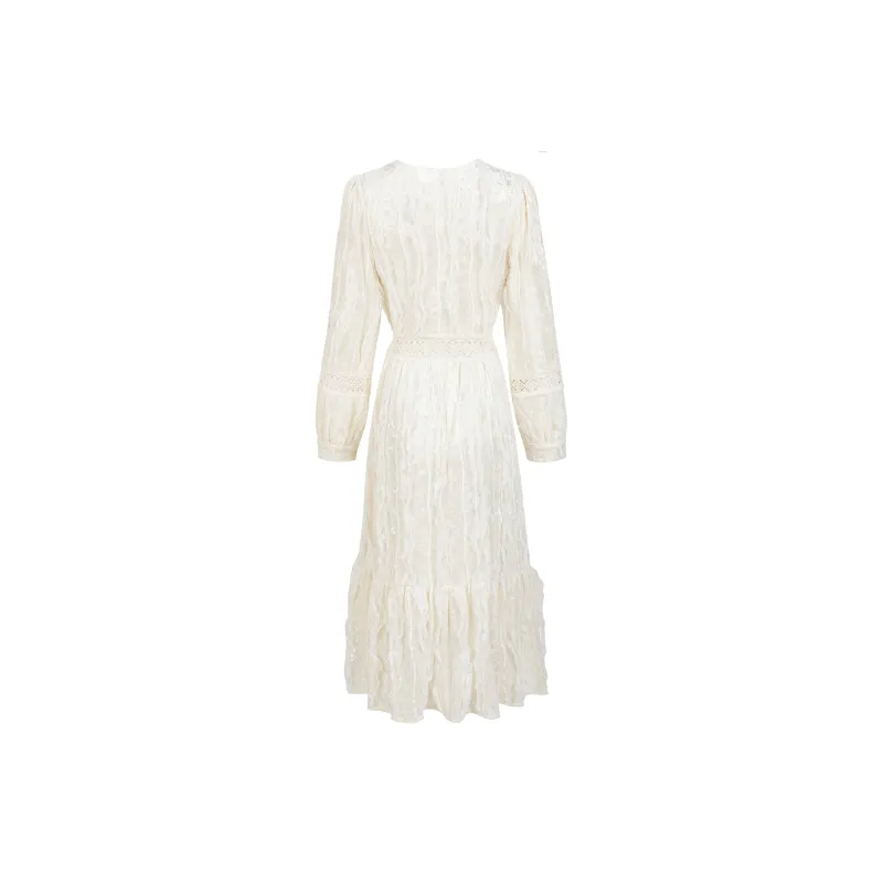 UPNANAWANG Long Sleeved Dresses Women's White-1