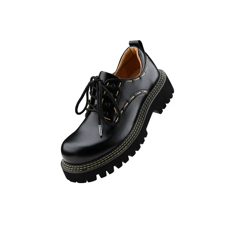 HANQIAORIJI Heavy Industry Series Men's Casual Shoes Unisex Low Top Black, Yellow-2