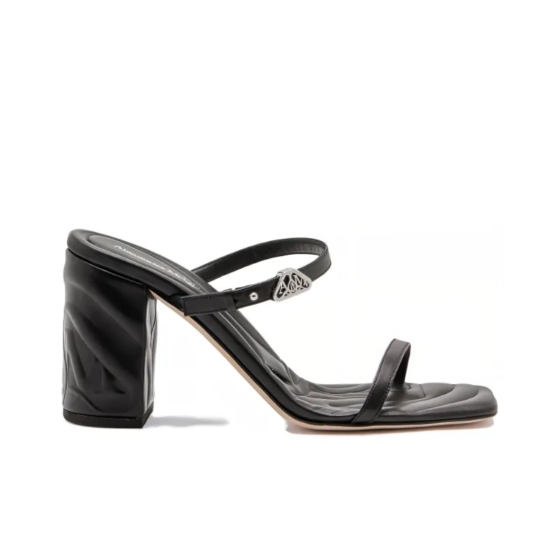 Alexander McQueen Seal Strap Mules 'Black Silver' Women's-1