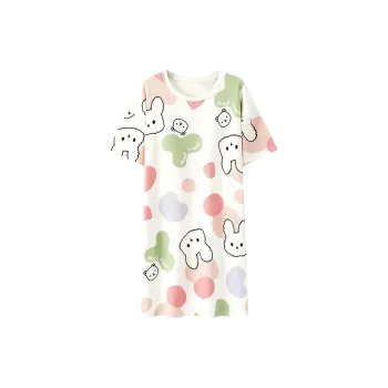 OEING Nightgown Women's White Bunny