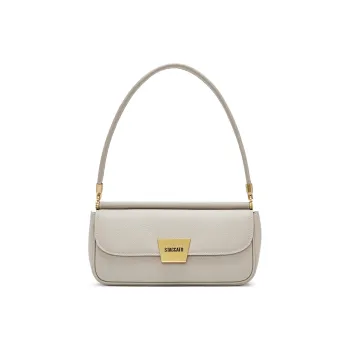 Staccato Cow Leather Handbag, Shoulder Bag Women's Oat Milk, Glacier Blue
