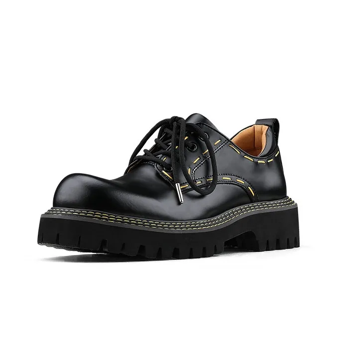 HANQIAORIJI Heavy Industry Series Men's Casual Shoes Unisex Low Top Black, Yellow-1