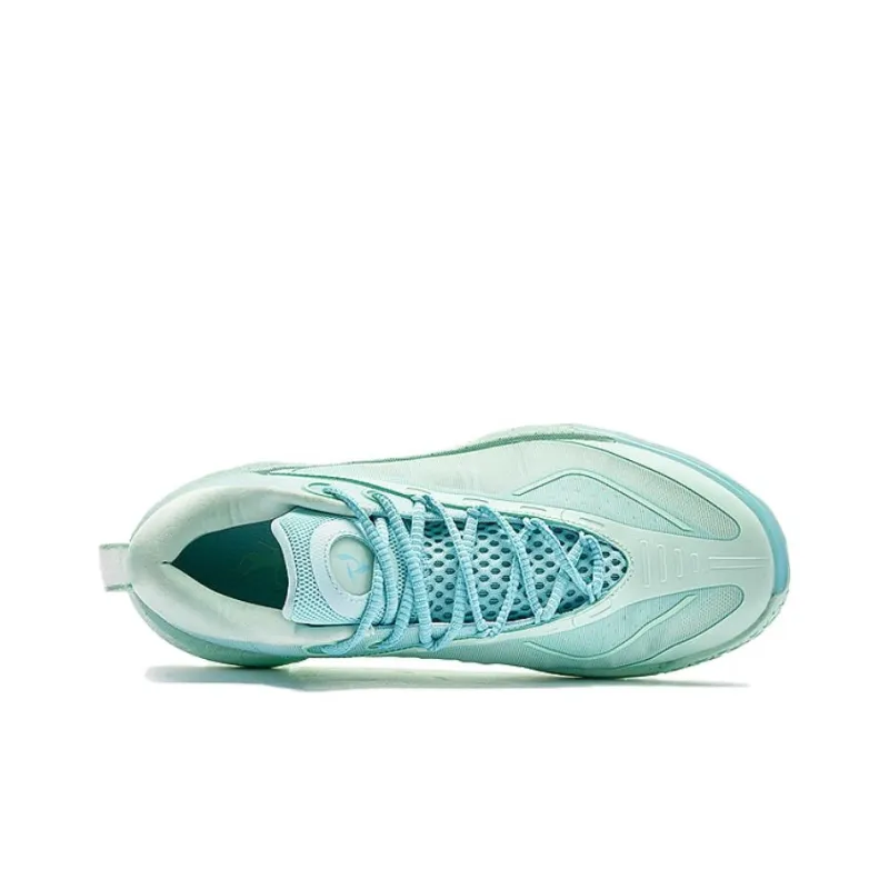 QIAODAN Wind Blade 4PRO Basketball Shoes Men Low Top Enamel Green/Lake Blue-5