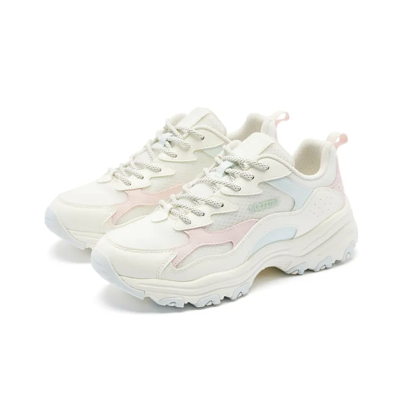 QIAODAN Breathable Lightweight Rebound Low Top Casual Shoes Women's White Pink Green-2