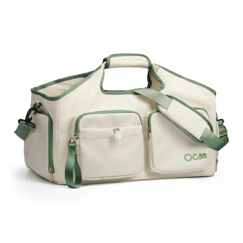 LOVERPUSS Nylon Gym Bag Medium Size Unisex Beige Beige Green-7