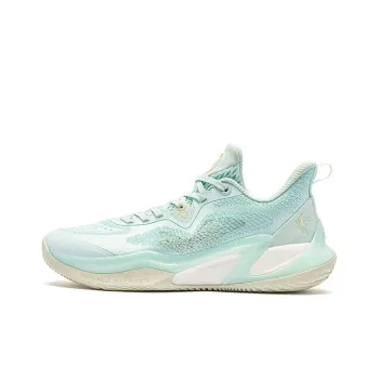 QIAODAN Wind Blade 4 Cushioning Wear Resistant Low Top Basketball Shoes Men's Green Beige