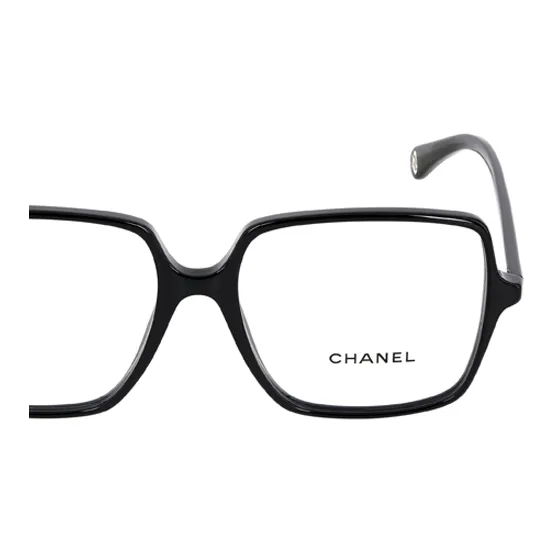 CHANEL Plate Frame Square Eyeglass Frames Unisex Black-3