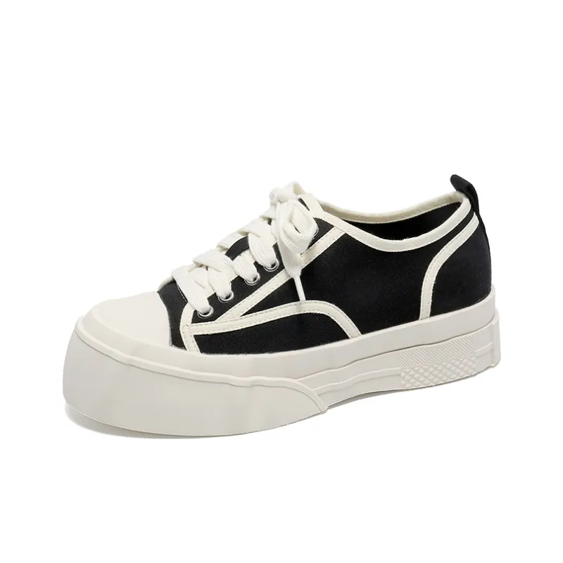 GRACEGIFT Anti-Slip And Wear-Resistant Height Increasing Low-Top Canvas Shoes Women's-0