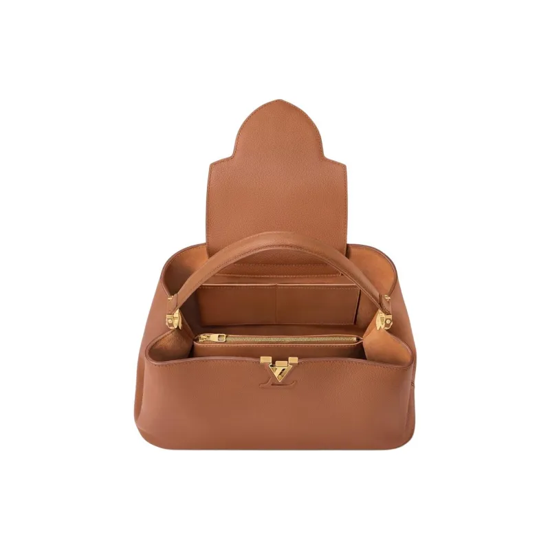 LOUIS VUITTON Capucines Leather Kapusin Crossbody Tote Bag Over One Shoulder Tubas Women's Brown-1