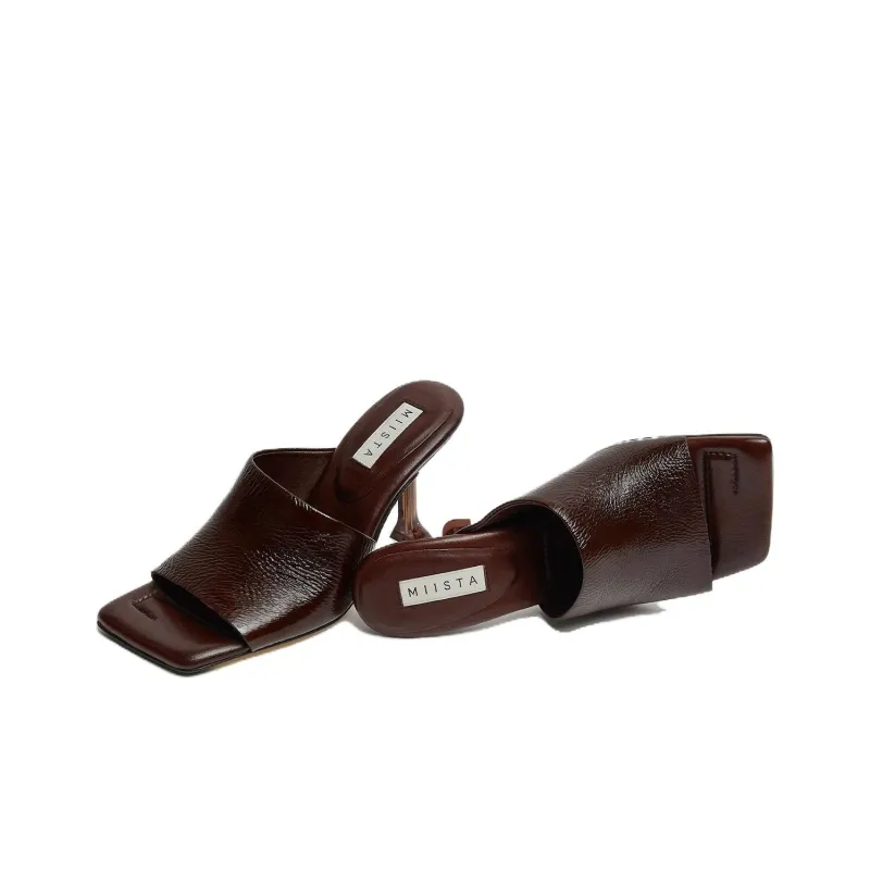 MIISTA Slide Slippers Women's Brown-4