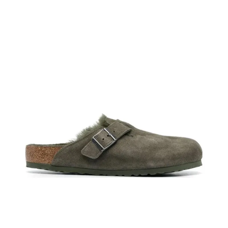 Birkenstock Boston Closed Toe Slippers Men's Gray Green-1