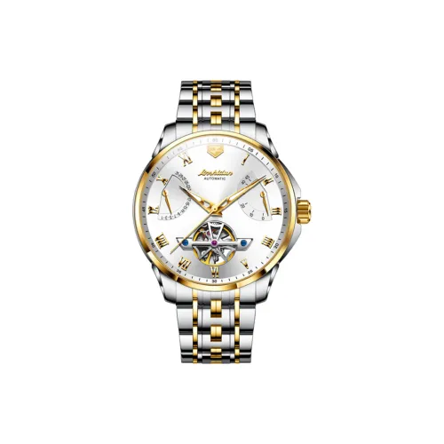 Jin Shi Dun Automatic Mechanical Movement Stainless Steel Watchband Watch Men's Watches White Dial