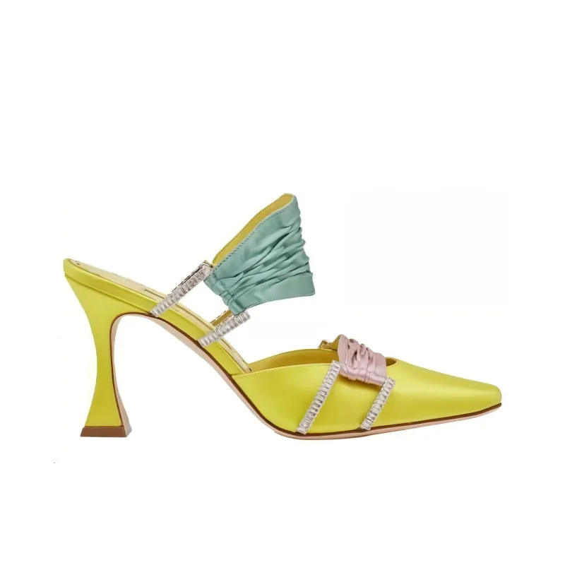 MANOLO BLAHNIK Slip Resistant Closed Toe Slippers Women's Yellow-1