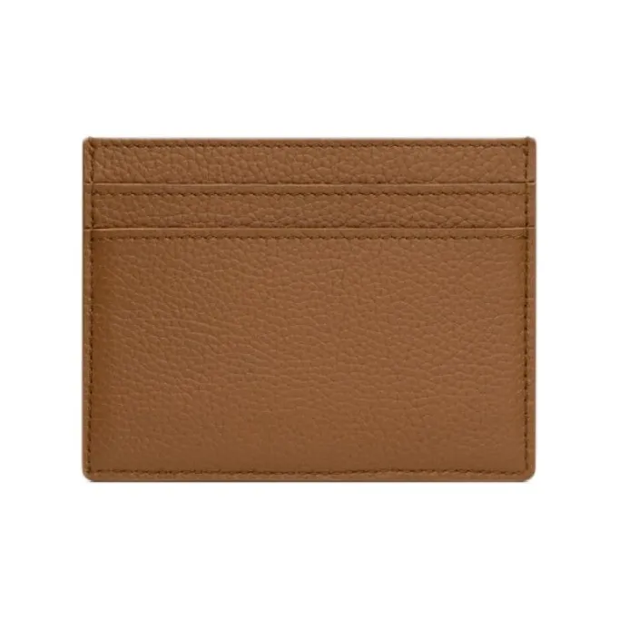 SAINT LAURENT CASSANDRE Calfskin Grain Leather Card Holder Men's Fox Gray-1