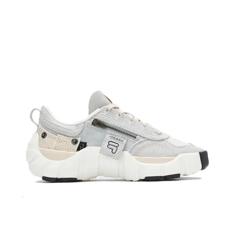 FILA FUSION BONE DX Spine Shoes Cushioning, Wear Resistant Low Top Chunky Sneakers Women's Gray Brown-1
