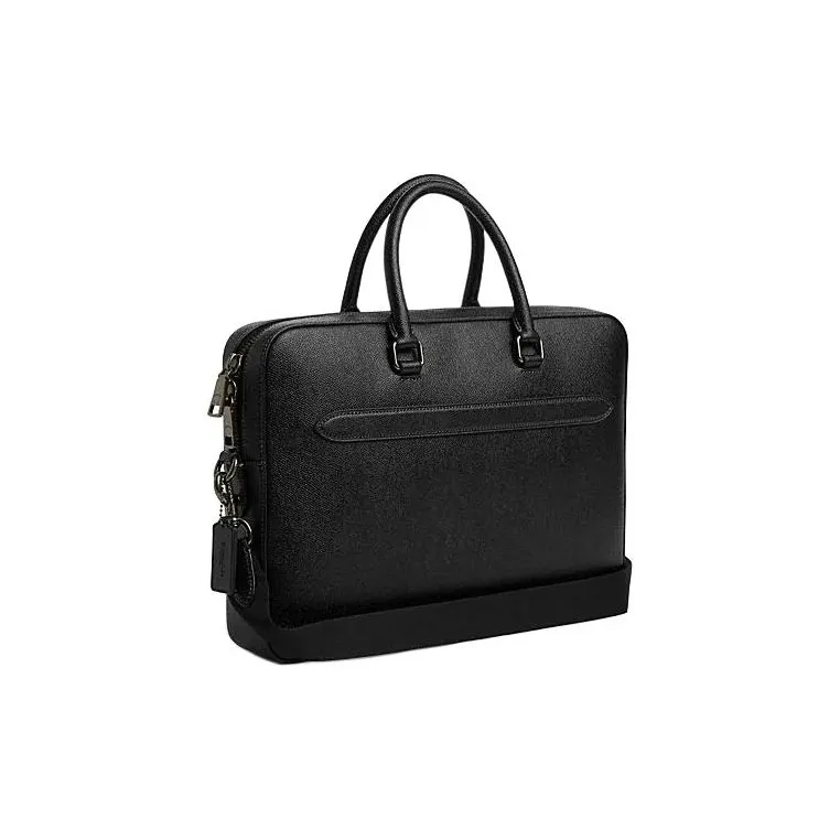 COACH ETHAN Cow Leather Portable One Shoulder Crossbody Briefcases Large Size Men's Black-1
