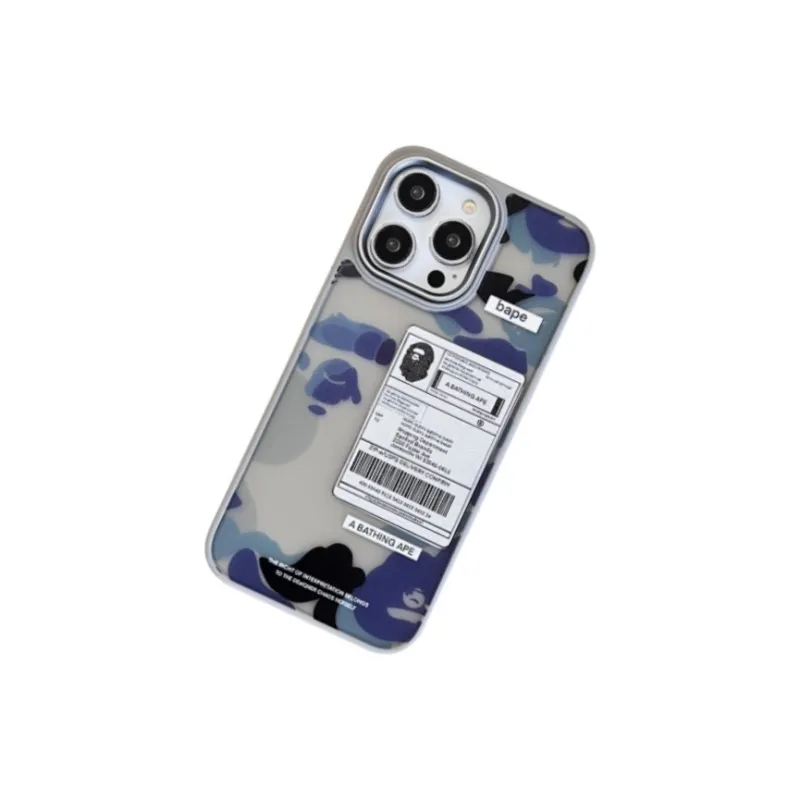 Koman ABS+PC Material Skin Tone Matte BAPE Label Phone Cases Suitable For Apple IPhone 12/13/14/15/Pro/Ma-1