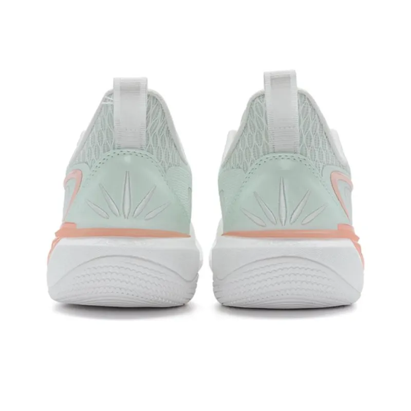 XTEP Feather Light 5 Cushioned Slip Resistant Low Top Basketball Shoes Men's White Green Pink-4