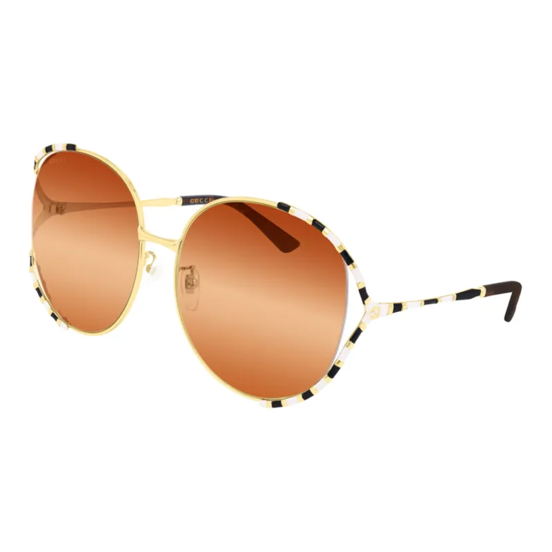 GUCCI Round Sunglasses Women's Gold-2