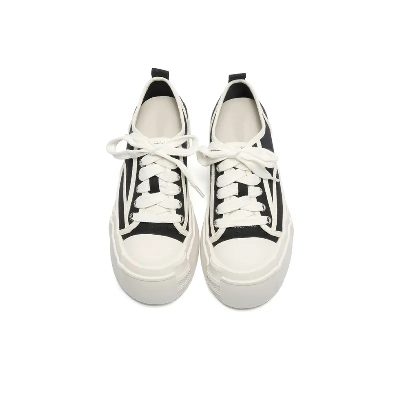 GRACEGIFT Anti-Slip And Wear-Resistant Height Increasing Low-Top Canvas Shoes Women's-2