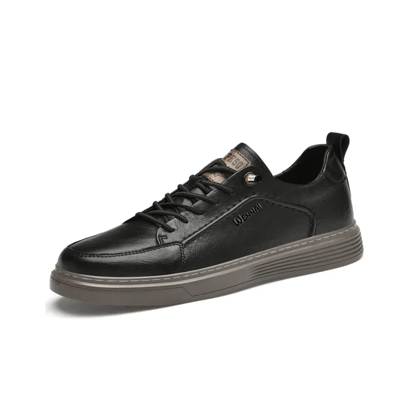Wen Nai Men's Casual Shoes Men Low Top Black-1