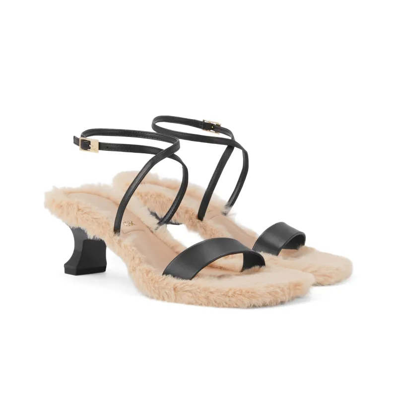 CHARLES&KEITH Small CK Strap Sandals 6.1cm Women's Black/Light Blue/Light Blue-1