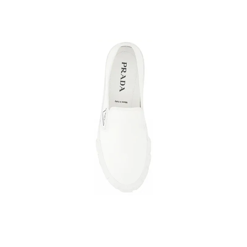 PRADA Cassetta Wheel Low Top Canvas Shoes Men's White-4